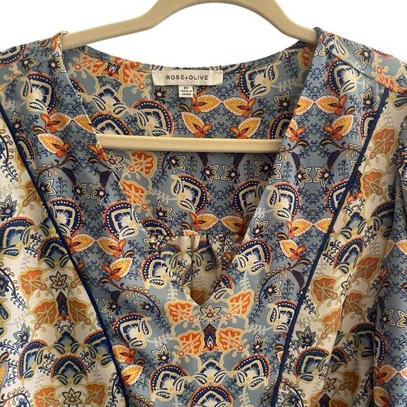 Rose + Olive Floral Boho Pullover Blouse Top Women’s Plus Size 2X - Picture 2 of 5